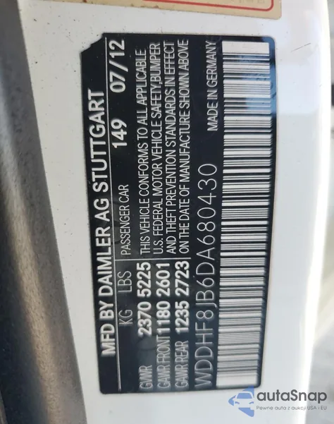 2013 Mercedes-Benz E 350 4Matic from USA, damaged, VIN WDDHF8JB6DA680430